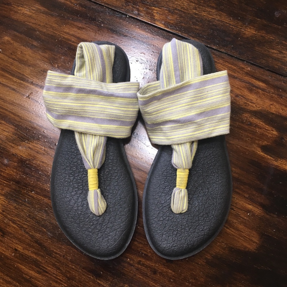 SANUK CLOTH STRIPE SANDALS FLIP FLOPS